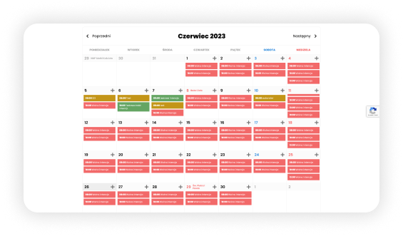 Przykładowy kalendarz intencji mszalnych - aplikacja Parochialis wspomagająca pracę Parafii